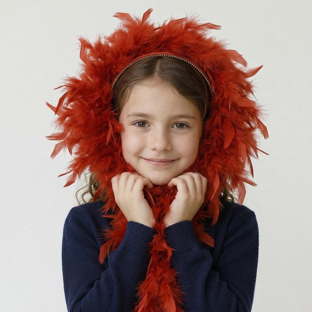 Girl's Custom Dance Costume Accessory Brown Feather Boa Lion's Mane Headband OS